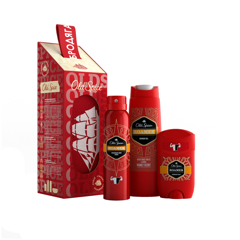 Подарочный набор Old Spice Roamer (дез.спрей 150мл+дез.стик 50мл+гель д/д 250мл+поясная сумка) 8001841865454 (ПОД ЗАКАЗ)