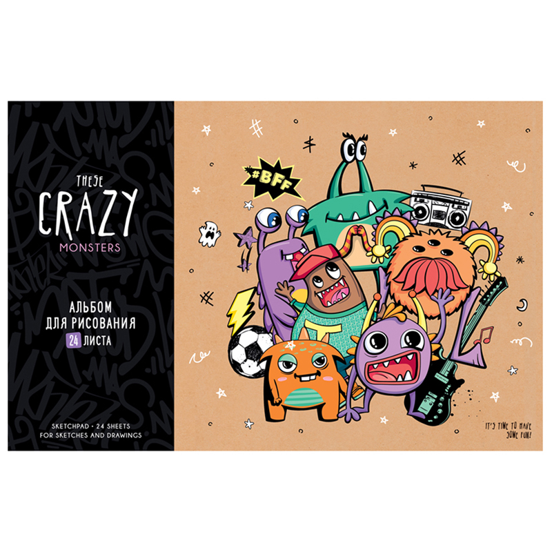 Альбом для рисования 24л., А4, на скрепке ArtSpace "Рисунки. Crazy monsters"