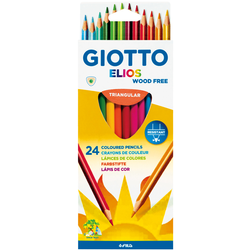 Карандаши цветные пластиковые Giotto "Elios", 24цв., трехгран., заточен., картон, европодвес