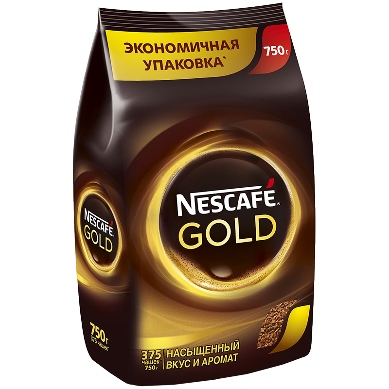 Кофе растворимый Nescafe "Gold", сублимированный, мягкая упаковка, 750г