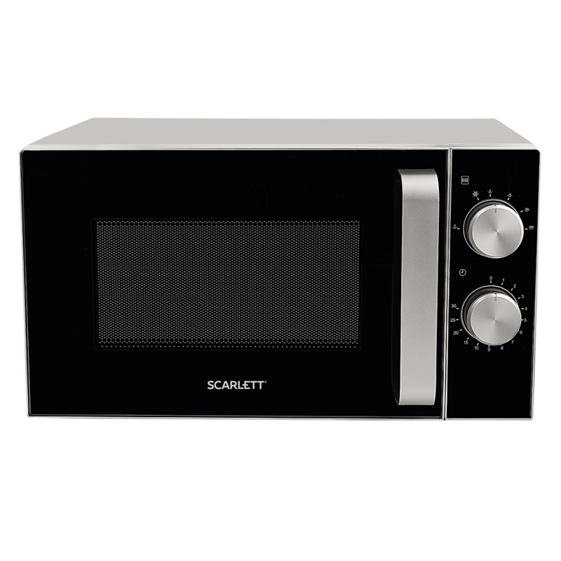 Микроволновая печь Scarlett SC-MW9020S07M, 20л, механическое управление, черная/серебристая