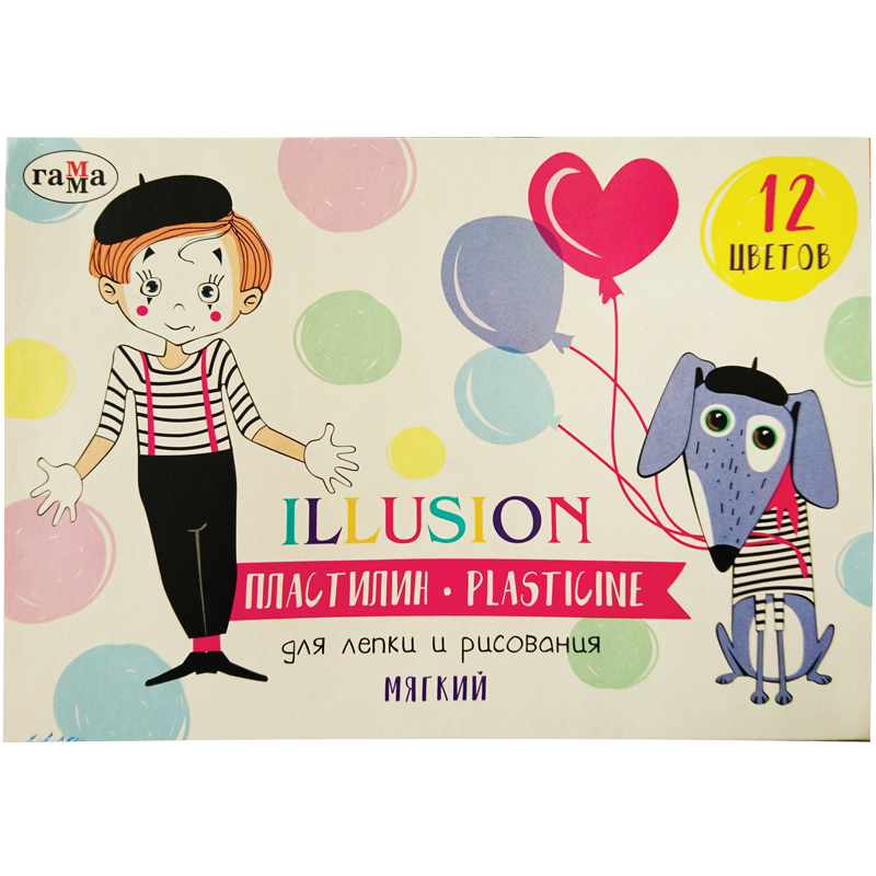 Пластилин Гамма "Illusion", 12 цветов, 168г, картон