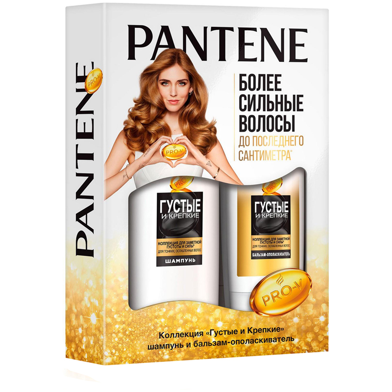 Подарочный набор Pantene "Густые и крепкие" (шампунь 250мл+бальзам 200мл)