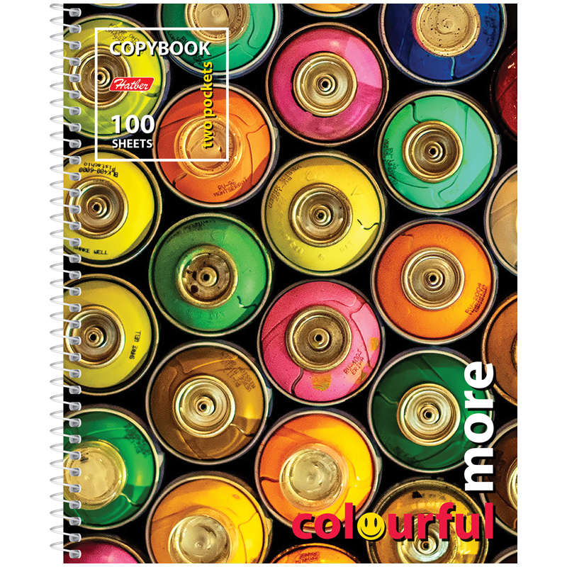 Тетрадь 100л., А5, клетка на спирали Hatber "Colourful more", с карманом