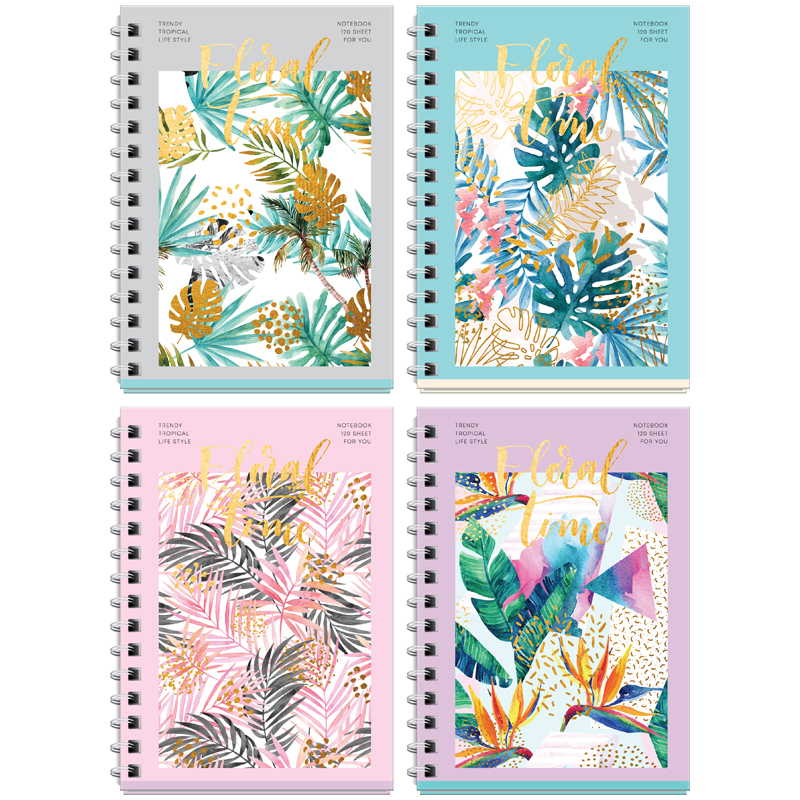 Записная книжка А6 120л. на гребне ArtSpace "Tropical floral", твердая обложка