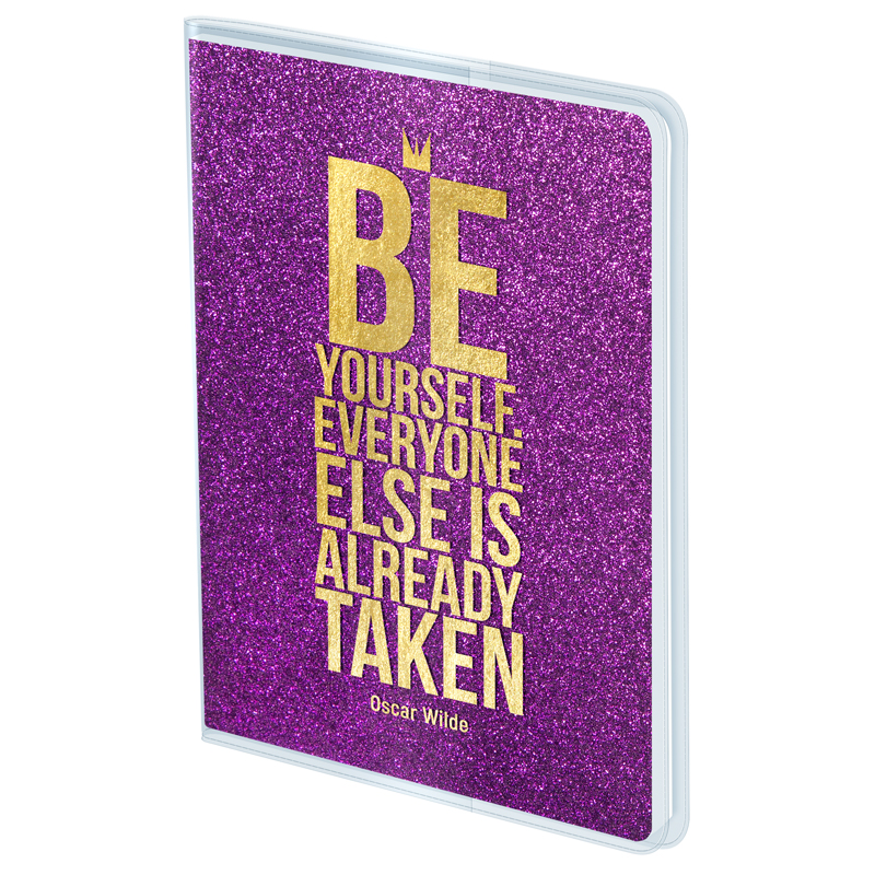 Ежедневник недатир. A5, 96л., ПВХ+глиттер, Greenwich Line "Be yourself", тиснение фольгой