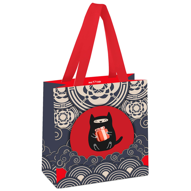 Пакет подарочный 20*20*10см MESHU "Samurai cat", выб. лак, матовая ламинация