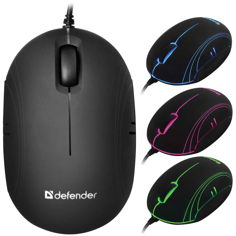 Мышь Defender Rainbow MS-770L, USB, черный, 2btn+Roll