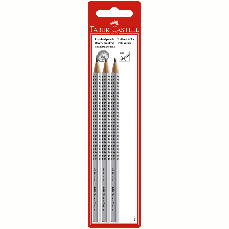 Набор карандашей ч/г Faber-Castell "Grip 2001", 3 шт., HB-2B, заточен., блистер