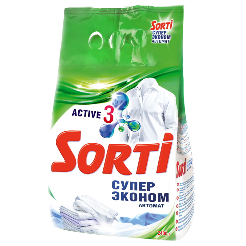 Порошок для машинной стирки Sorti "Супер Эконом", 2.4кг