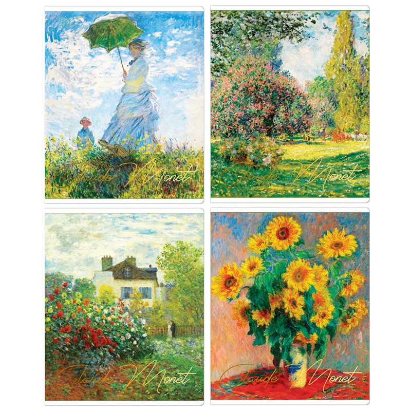 Тетрадь 96л., А5, клетка ArtSpace "Живопись. Claude Monet", глянцевый УФ-лак, тиснение фольгой