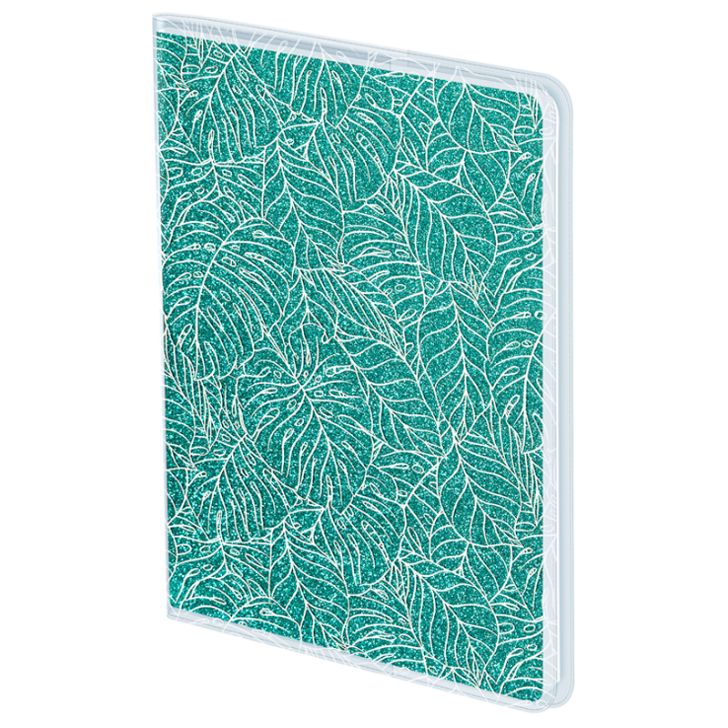 Ежедневник недатир. A5, 96л., ПВХ+глиттер, Greenwich Line "Tropical leaves"