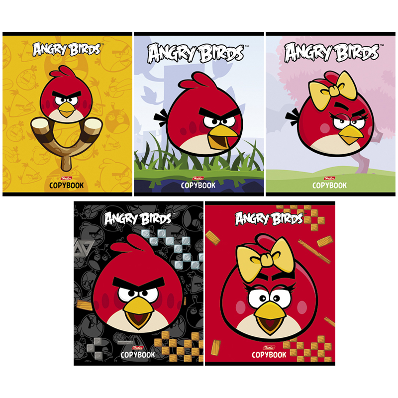 Тетрадь 48л., А5, клетка Hatber "Angry Birds", флок