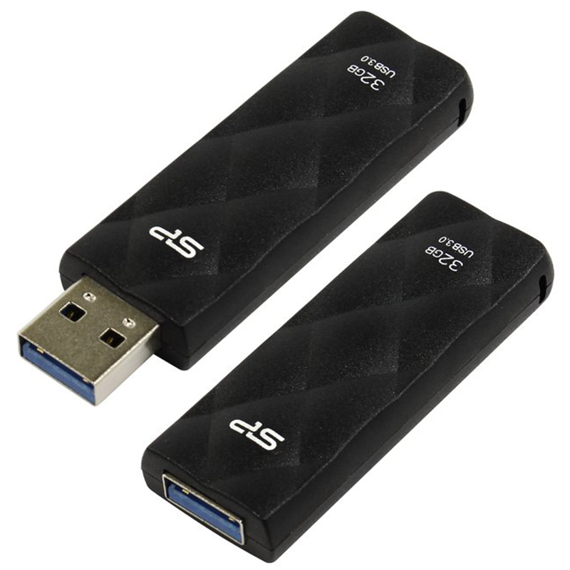 Память SiliconPower "Blaze B20"  32GB, USB3.0 Flash Drive, черный (металл. корпус )