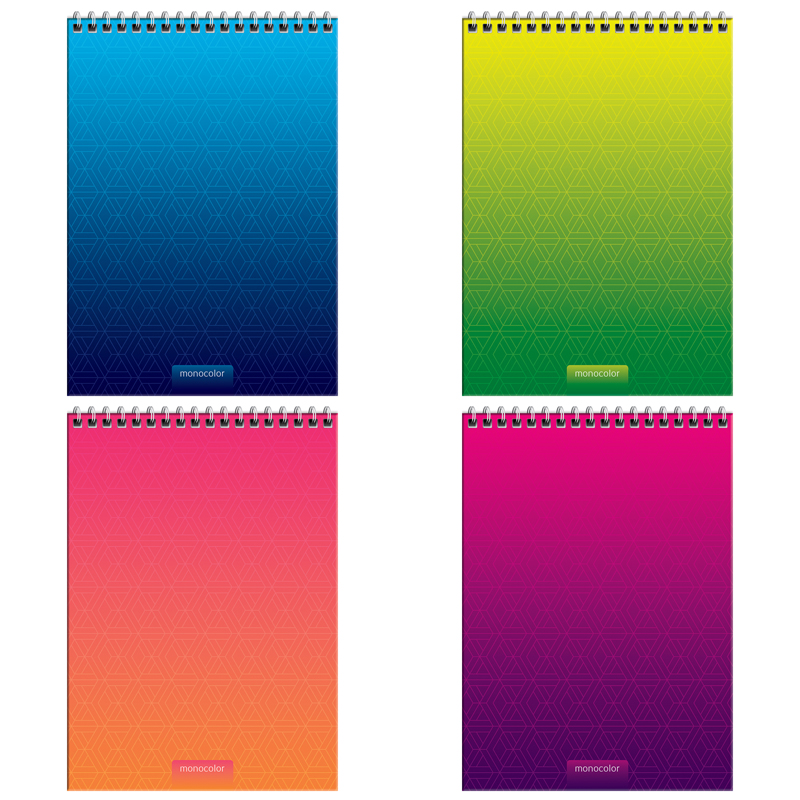 Блокнот А5 80л. на гребне ArtSpace "Моноколор. Bright modern", глянцевая ламинация, твердая обложка