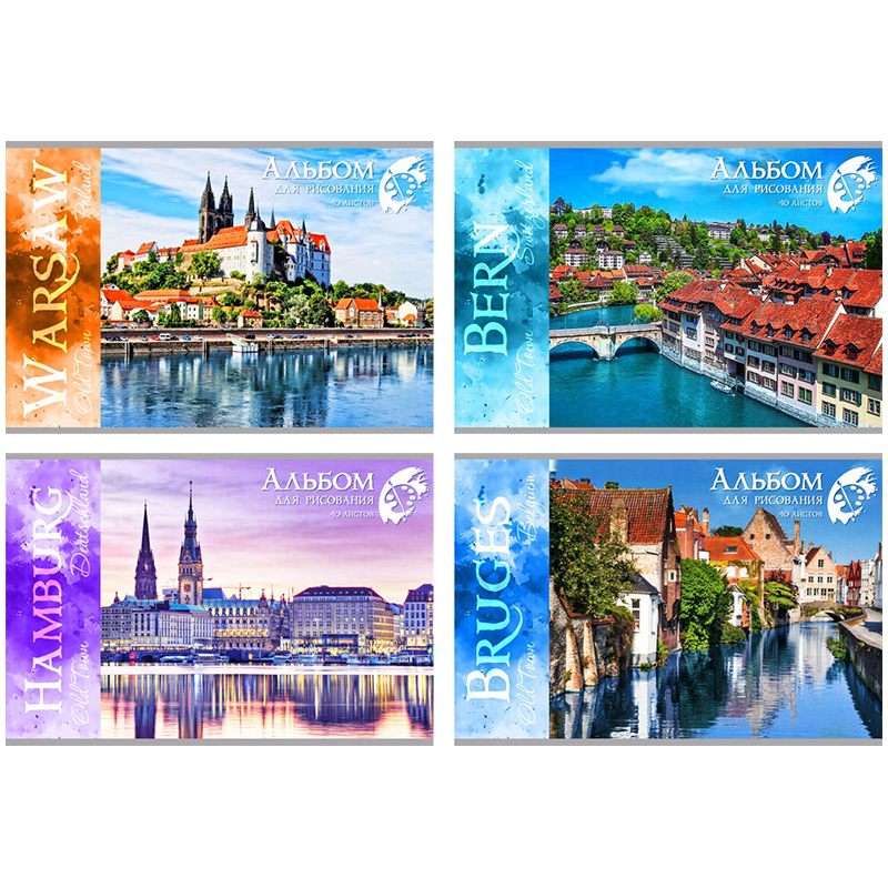 Альбом для рисования 40л., А4, на скрепке BG "Old town"