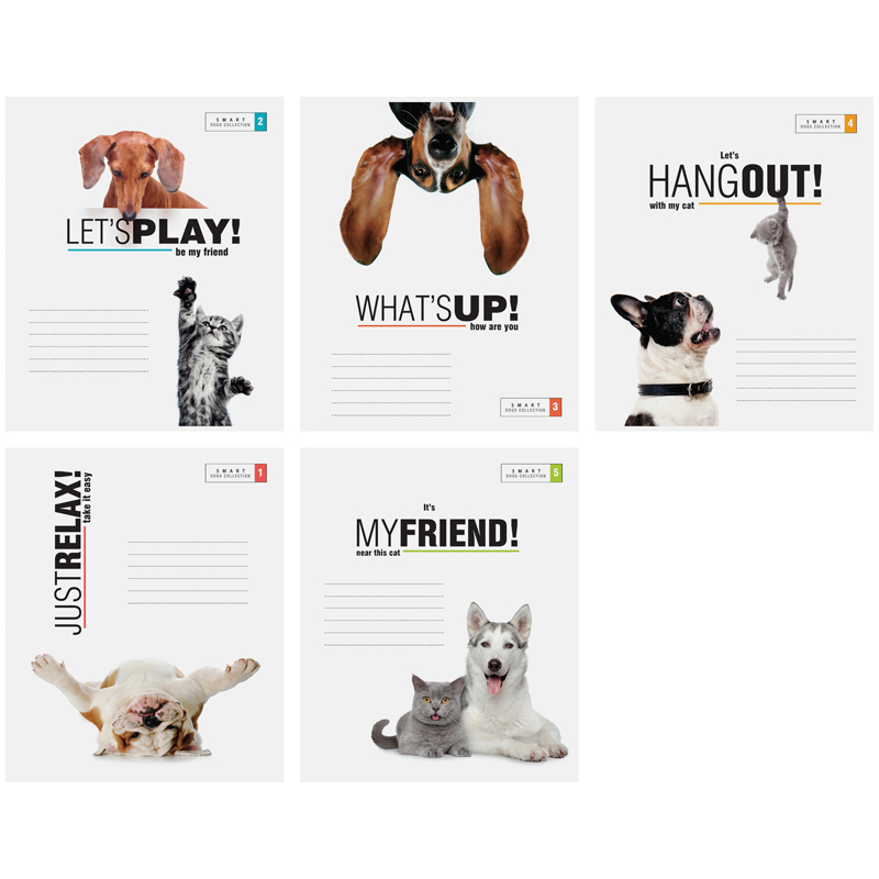 Тетрадь 48л. А5 клетка "Питомцы. Smart dogs", глянцевый лак