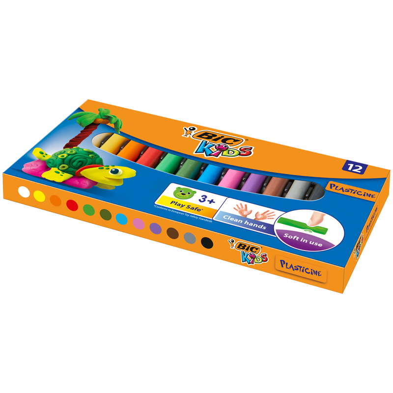 Пластилин Bic, 12 цветов, 120г, картон