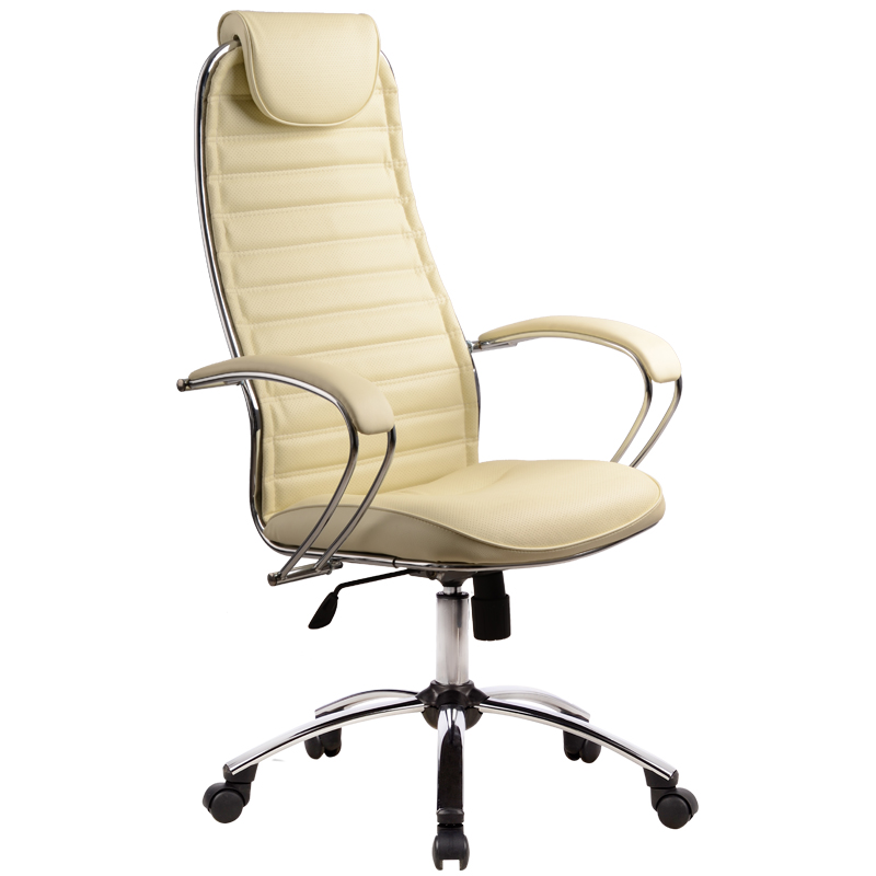Кресло руководителя Метта "Business" BC-5 CH, кожа беж."NewLeather" №720, мех. качания