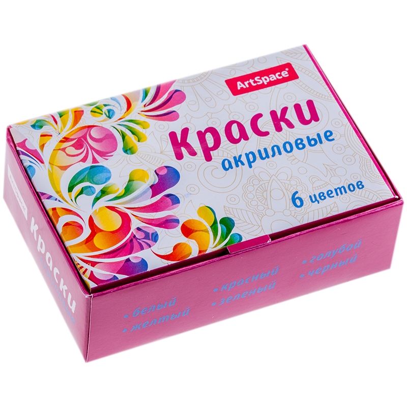 Краски акриловые ArtSpace, 06 цветов, 20мл, картон