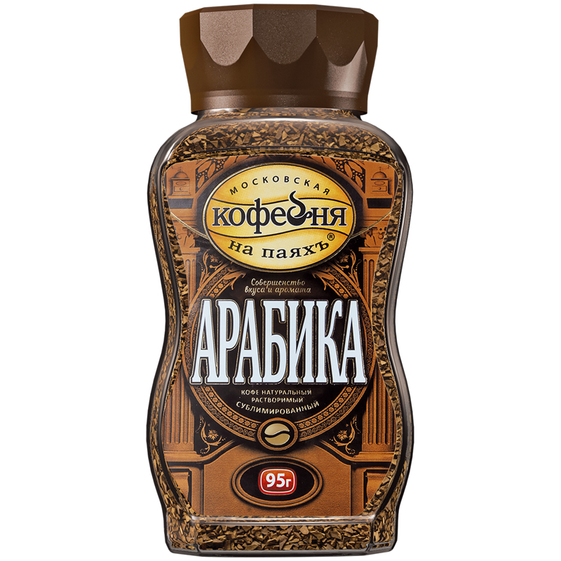 Кофе растворимый МКП "Арабика", сублимированный, стеклянная банка, 95г