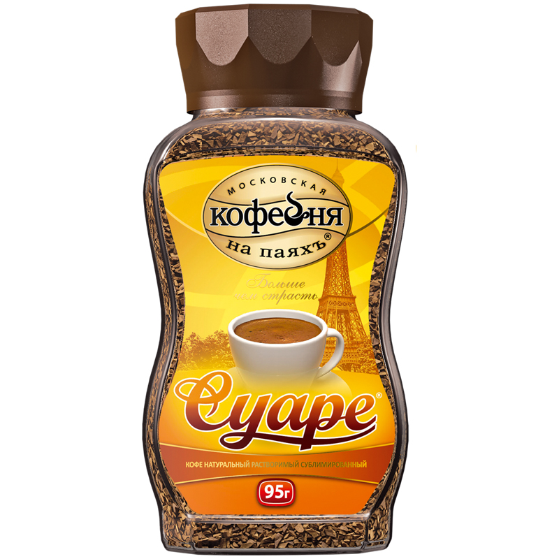 Кофе растворимый МКП "Суаре", сублимированный, стеклянная банка, 95г