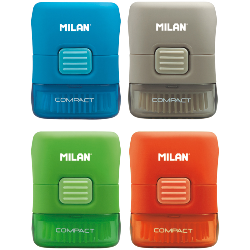 Ластик с щеточкой Milan "Compact", прямоугольный, синтетический каучук, 49*37*22мм