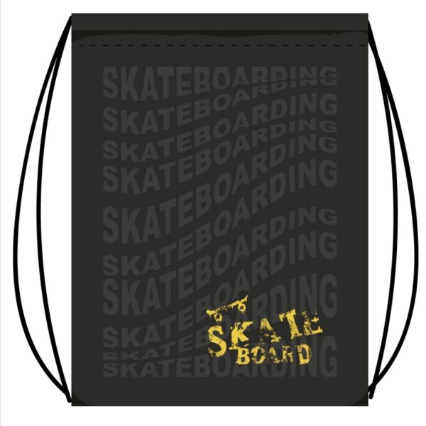 Cумка для сменной обуви Lamark SkateBoard black/Чёрный скейт, на шнурке, 41х49 cм, полноцветная печать на лицевой стороне