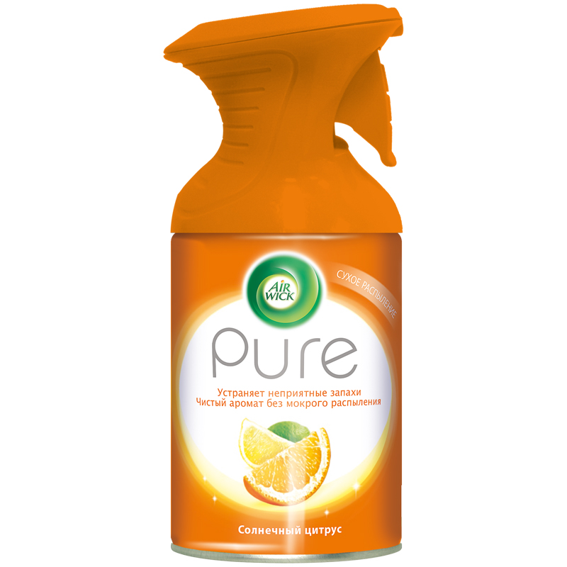 Освежитель воздуха аэрозольный Airwick "Pure. Солнечный цитрус", сухое распыление, 250мл