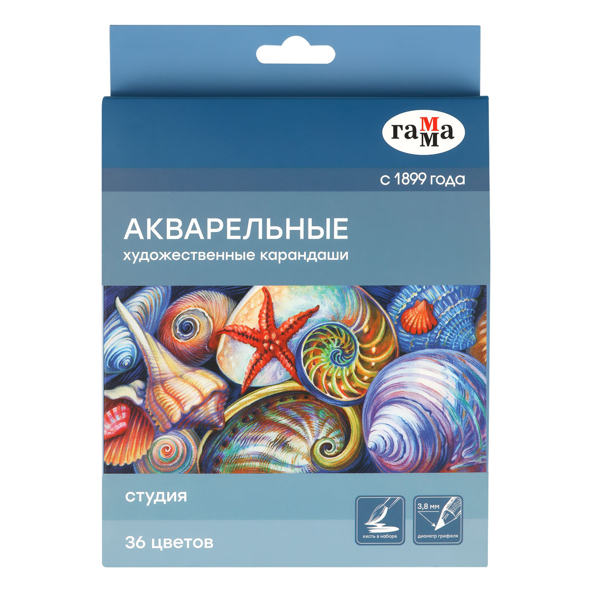 УЦЕНКА - Карандаши акварельные художественные Гамма "Студия", 36цв., заточен., картон. упаковка (осн 356563)