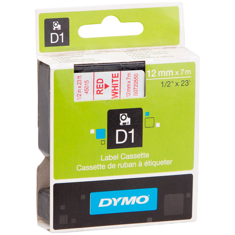Картридж с лентой Dymo, 12мм*7м, красн./белый