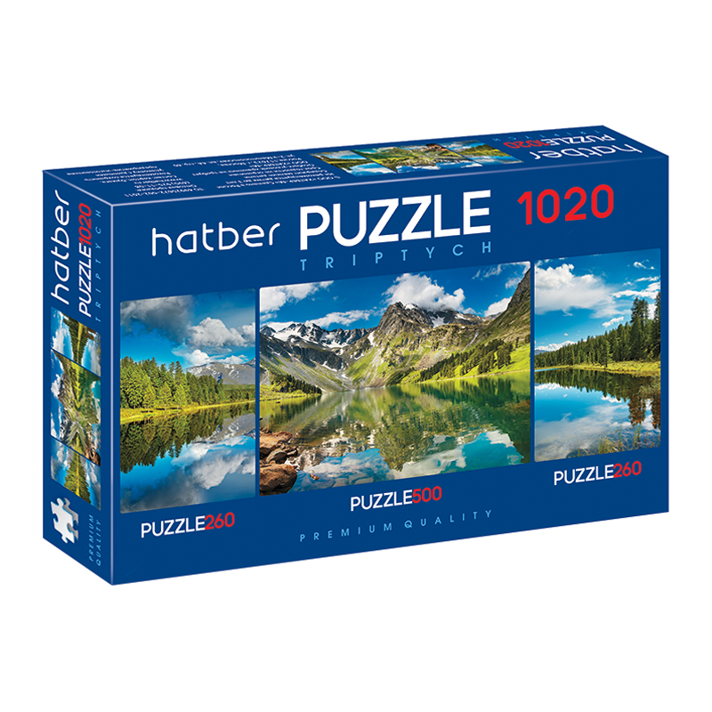Набор пазлов 500, 260*2 эл. Hatber Premium "Triptych. В тишине гор"