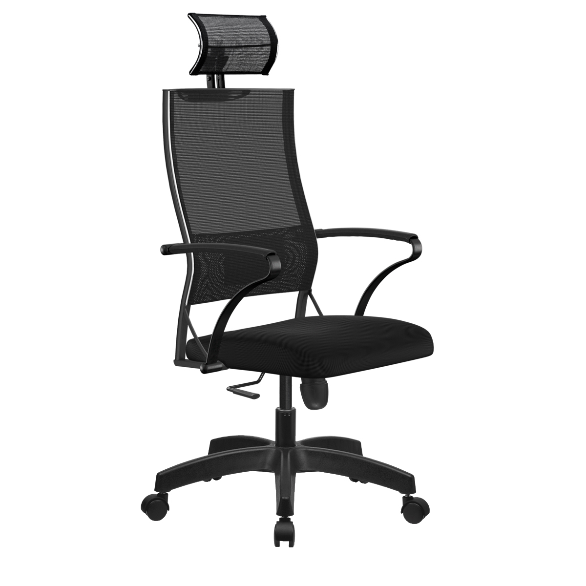 Кресло руководителя Метта "Ergolife" Sit Air-180 B2-290K - Mesh(YP99)+UMF(X1), ткань-сетка черная, механизм качания, пятилучье пластик, подголовник, z