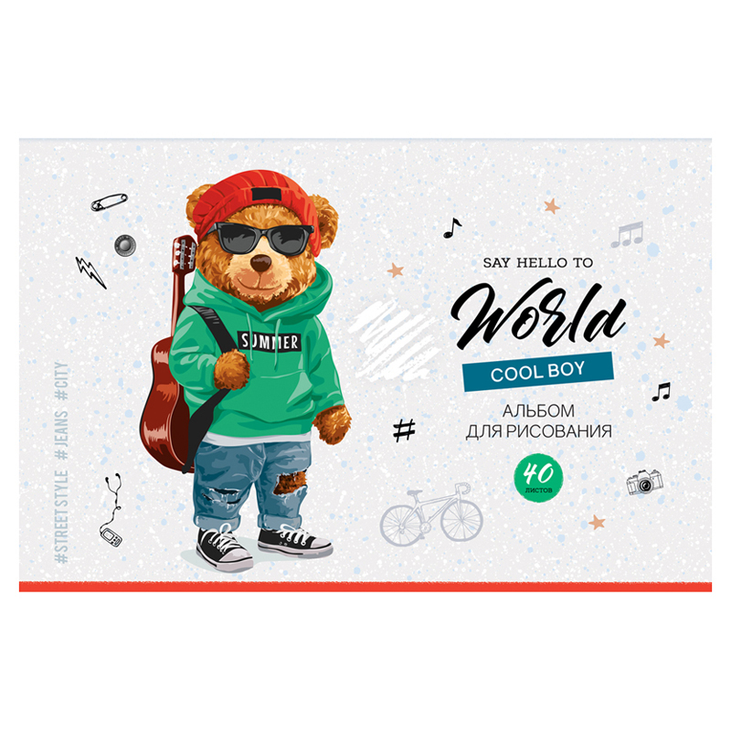Альбом для рисования 40л., А4, на скрепке ArtSpace "Рисунки. Hipster bear"