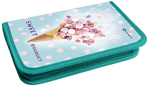 Пенал Lamark Sweet bouquet/Сладкий букет, 1 отделение, дополнительный вкладыш, на 25 предм., 130х200х30 мм, на молнии, покрытие Soft touch/Мягкое на ощупь