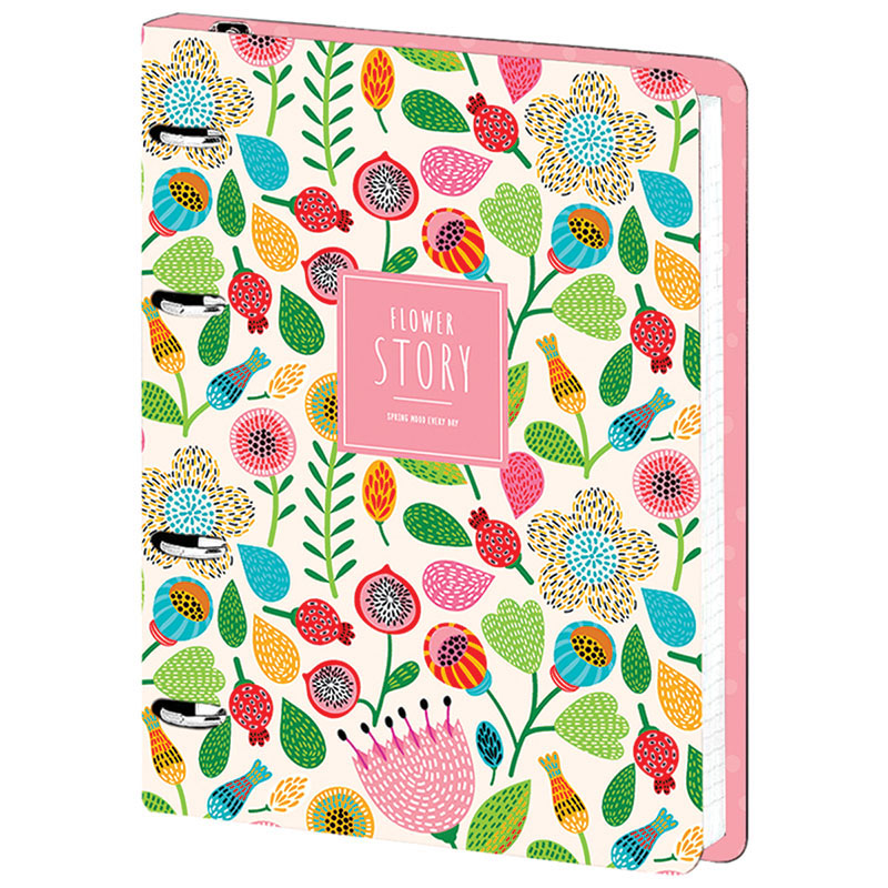 Тетрадь на кольцах А5, 120л., MESHU "Flower Story", картон, матовая ламинация, выборочный УФ-лак