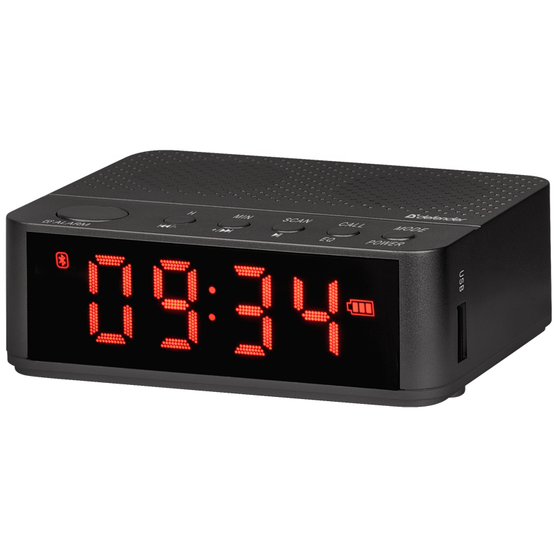 Колонка портативная Defender Enjoy M800, 1*3W, Bluetooth, FM, microSD, USB, часы, 1200 мА*ч, черный