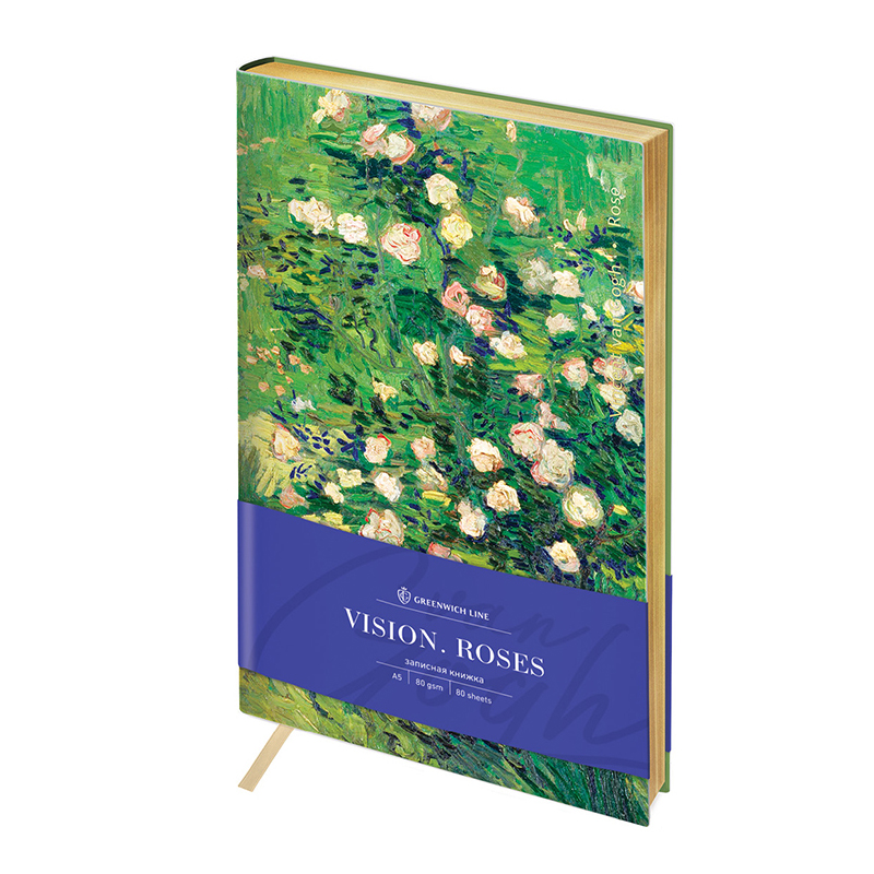 Записная книжка А5 80л. ЛАЙТ, кожзам, Greenwich Line "Vision. Van Gogh. Roses", тон. блок, зол. срез