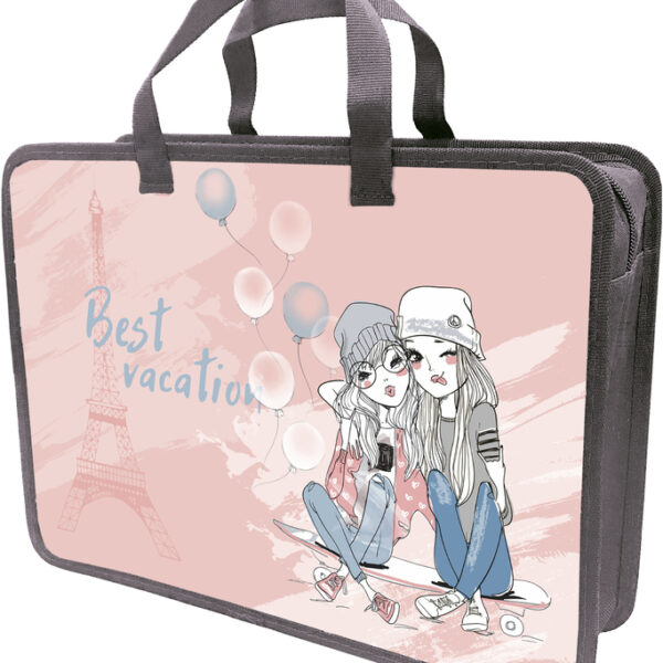 Папка-портфель Lamark Best Vacation/Лучший Отдых, А4, 34х24,5х70 мм, 1 отделение, на молнии, с ручками, печать по пластику с двух сторон
