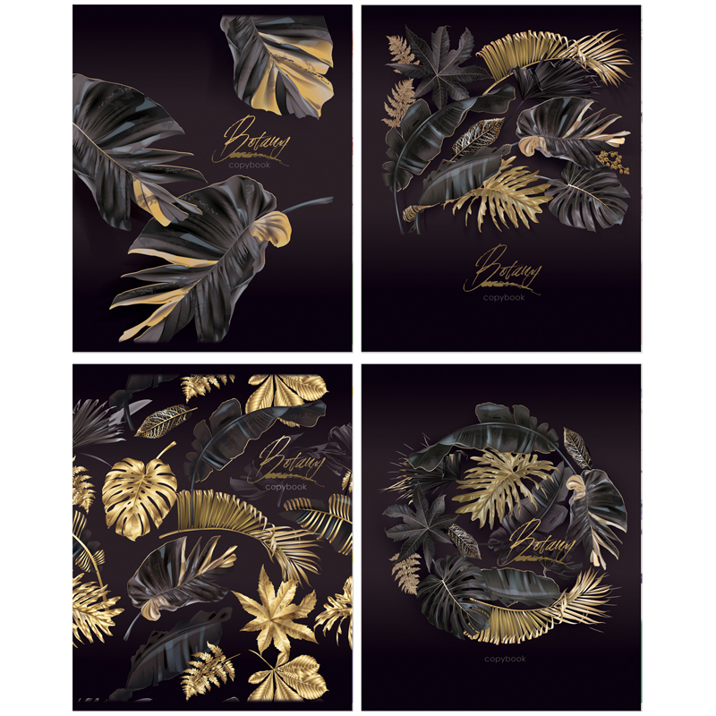 Тетрадь 96л., А5, клетка на гребне BG "Gold&Black", тиснение голограф. фольгой