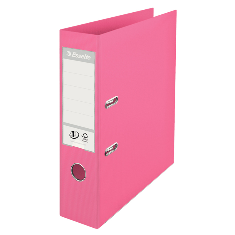Папка-регистратор Esselte №1 Power, 75мм, пластик, розовый
