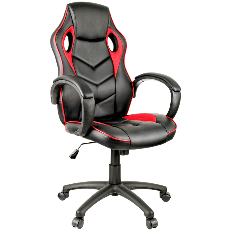 УЦЕНКА-Кресло игровое Helmi HL-S07 "Boost", экокожа/ткань черная/красная (осн 279722)