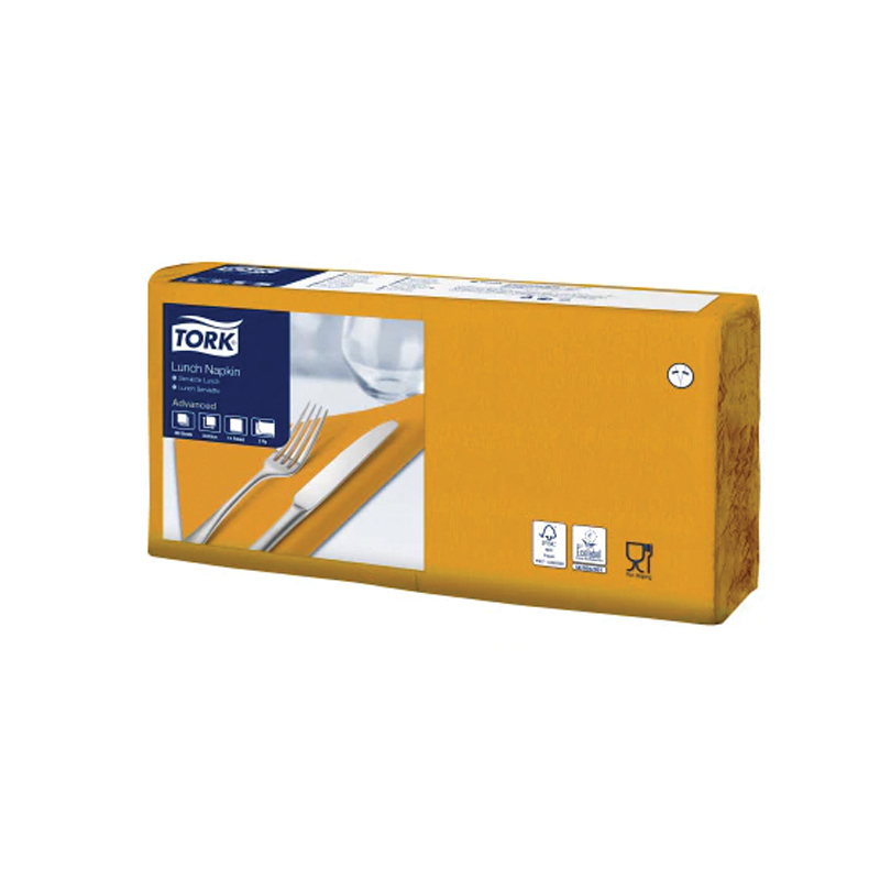 Салфетки бумажные Tork "Advanced", 2-сл., 33*33см, оранжевые, 200шт.