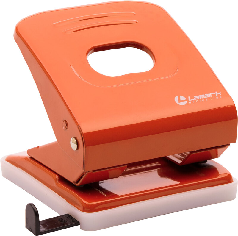 Дырокол 30 листов с линейкой Mettallic/Металлик оранжевый