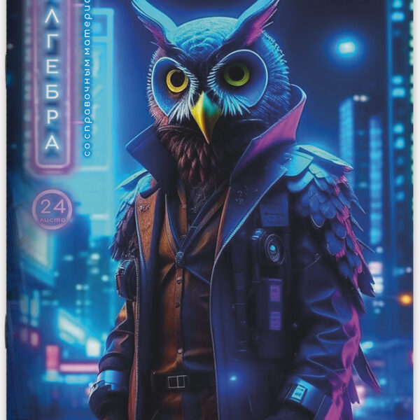 Тетрадь предметная 24 л клетка Lamark, серия Fantastic Animals/Фантастические Животные - Алгебра, выборочный уф-лак+лак-песок
