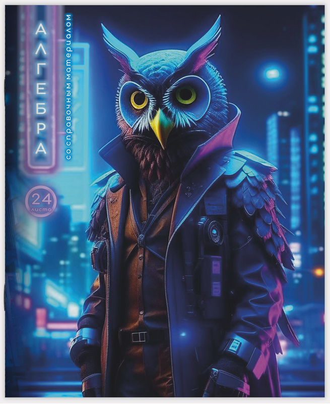 Тетрадь предметная 24 л клетка Lamark, серия Fantastic Animals/Фантастические Животные - Алгебра, выборочный уф-лак+лак-песок