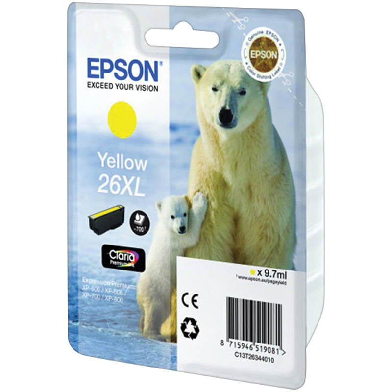 Картридж ориг. Epson 26XL желтый для  XP-600/605/700/800 (9,7мл)