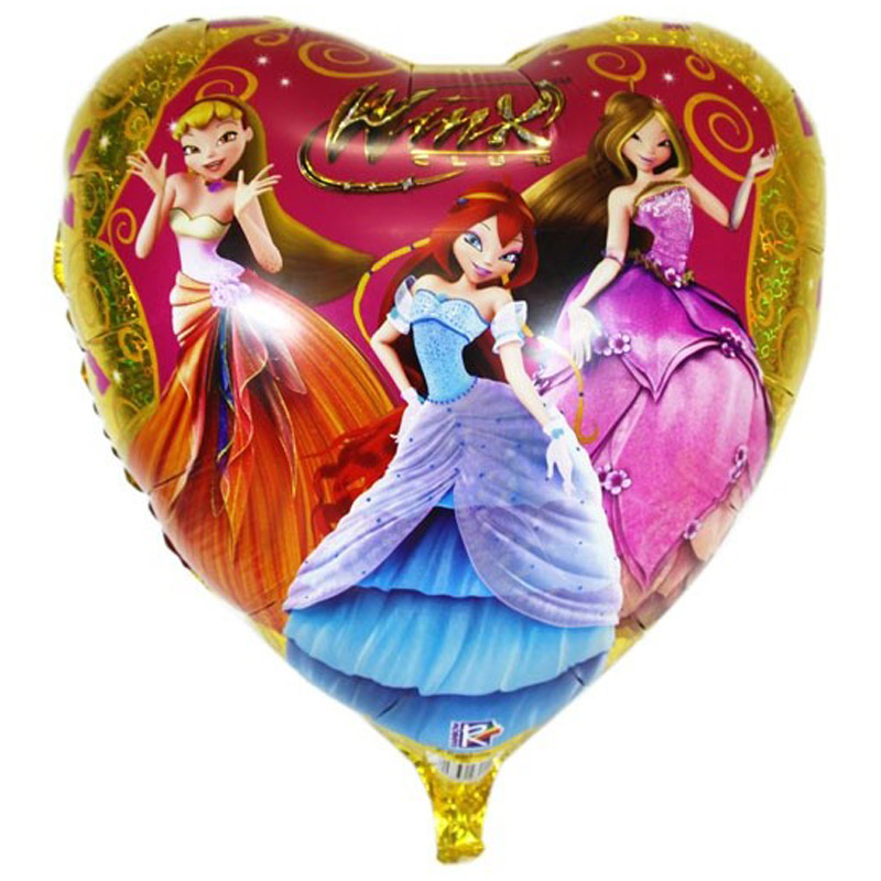 Воздушные шары, 61см, Winx "Сердце лазерное", фольгинированный