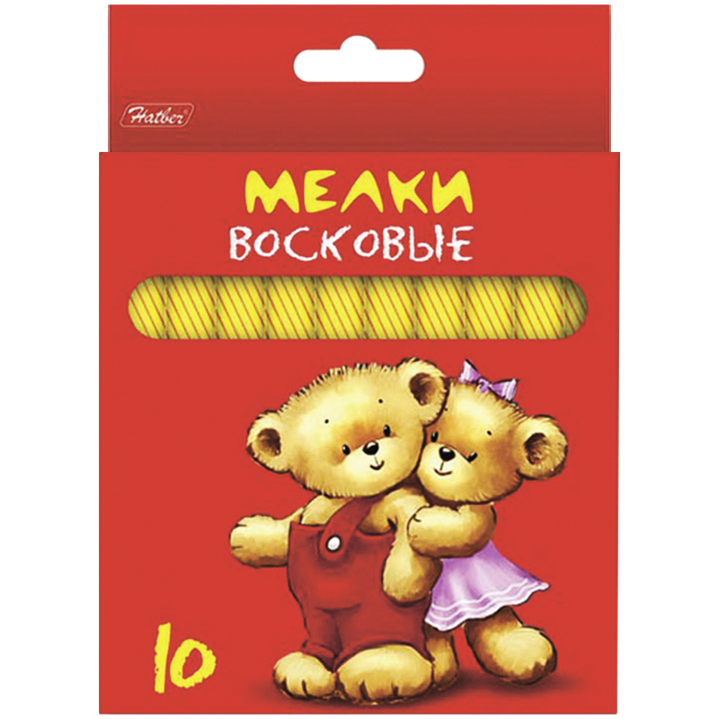 Мелки восковые "Мишка" 10цв., картон. уп., европодвес