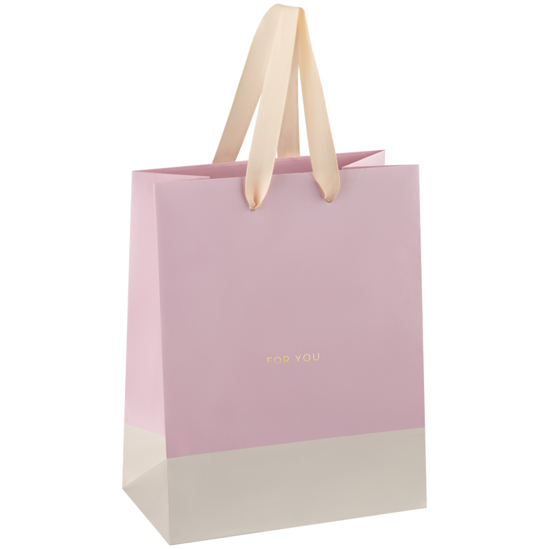 Пакет подарочный 18*23*10см MESHU "Duotone. Pink-beige", отд. фольгой, матовая ламинация